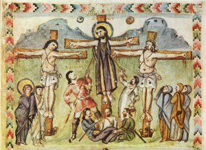 Das Rabula - Evangelium enthält das älteste Kreuzigungsbild der orthodoxen Kirchen. Quelle: Wikimedia.